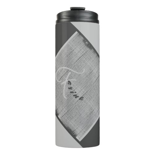 Fun Grunge Black Grey Gray Faded Denim Canvas Thermal Tumbler