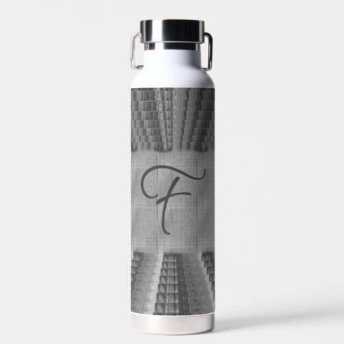 Fun Grunge Black Grey Gray Faded Denim Canvas Water Bottle