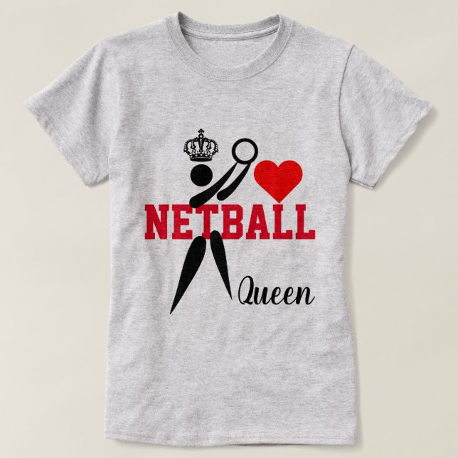 Fun GS Player clip Art Queen of Netball T-Shirt (Design Front)