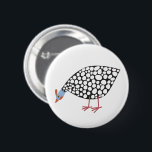 Fun Guinea Hen Button<br><div class="desc">A cute Guinea Fowl having a contented peck.
Ideal for farmers and bird lovers.</div>