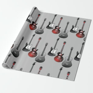 Fun Guitar Musician Pattern Wrapping Paper