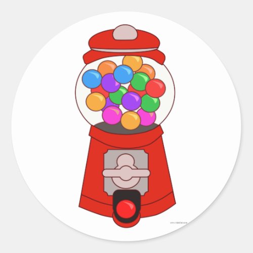 Fun Gumball Machine Cartoon Art  T_Shirt Classic Round Sticker