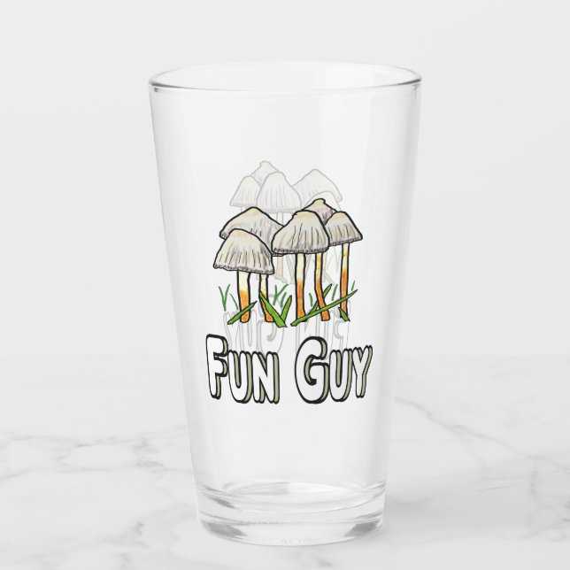 Fun Guy Funny Mushroom Pun Glass (Front)