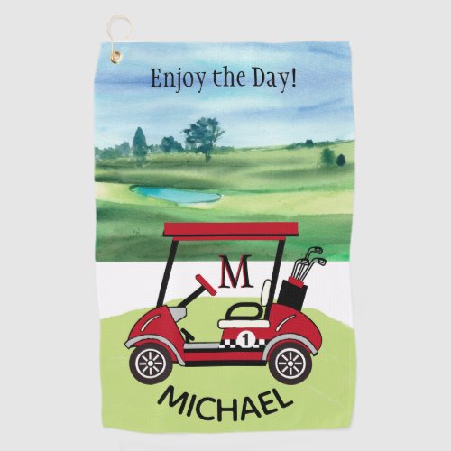Fun Guy Gift Golf Cart Personalized Name Golf Towel