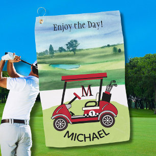 Fun Guy Gift Golf Cart Personalized Name Towel