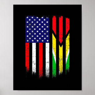 Fun Guyana Flag American Flag Men Women Kid Poster