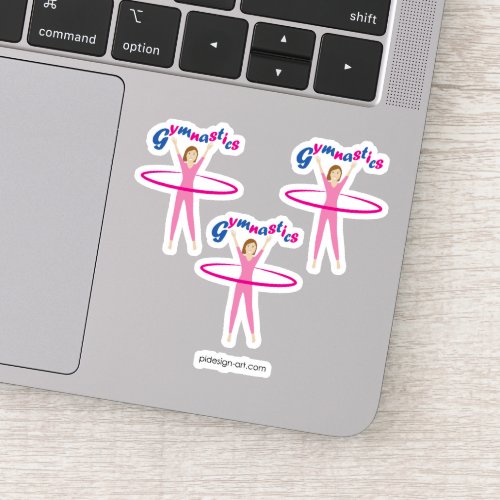 Fun Gymnastics text with Pink hula hooping girl Sticker