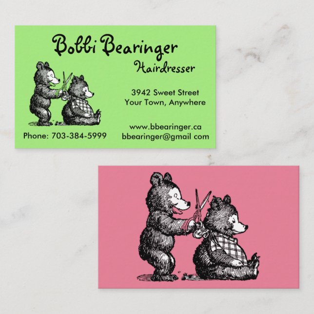 Fun Hairdresser Business Card - Ready to Customize (Front/Back)