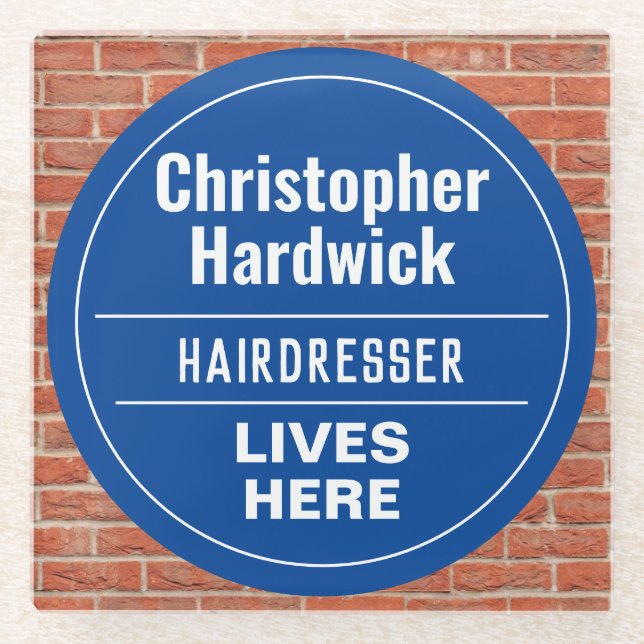 Fun Hairdresser Wall Plaque Style Glass Coaster (Front)