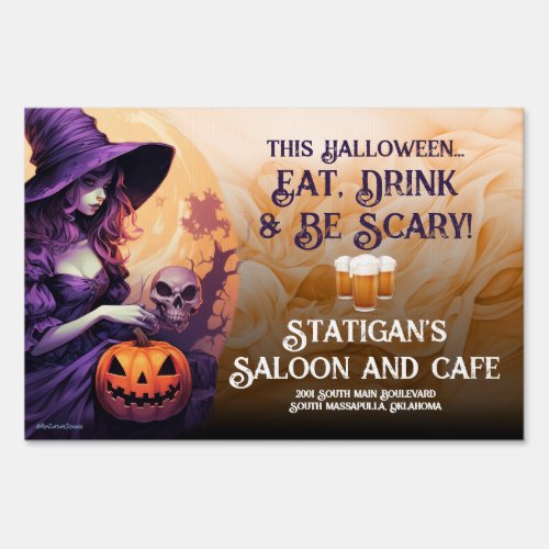 Fun Halloween Bar Restaurant Cafe Saloon Yard Sign