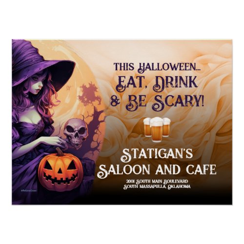 Fun Halloween Bar Restaurant Saloon Party Poster