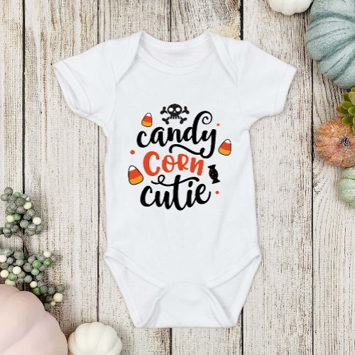 Fun Halloween Candy Corn Cutie Baby Name Baby Body Baby Bodysuit