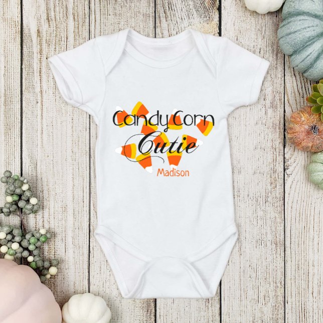 Fun Halloween Candy Corn Cutie Baby Name Bodysuit (Creator Uploaded)