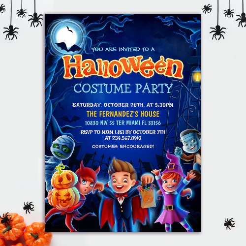 Fun Halloween Costume Party Birthday Invitation