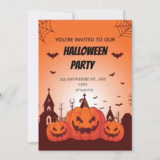 Fun Halloween Costume Party Invite Customizable  (Front)