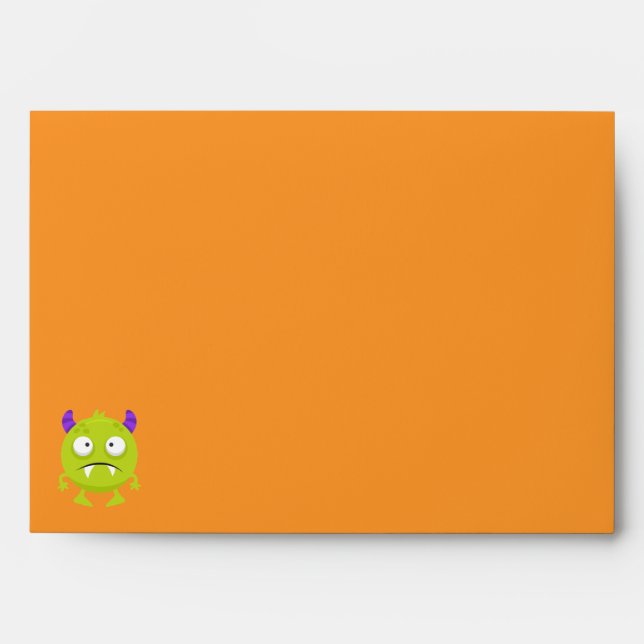 Fun Halloween Cute Green Little Monster Envelope (Front)