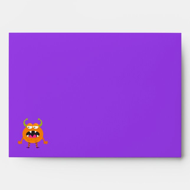 Fun Halloween Cute Purple Little Monster Envelope (Front)
