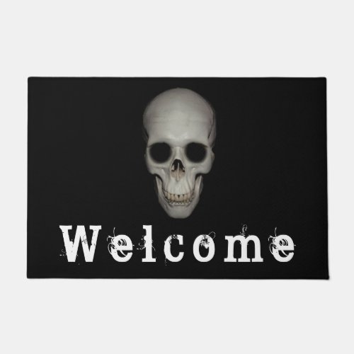 Fun Halloween Decor Human Skull Welcome Doormat