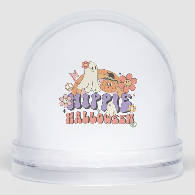 Fun Halloween Designs Hippie Halloween Retro Snow Globe (Front)