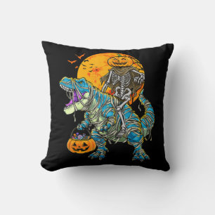 Fun Halloween Dinosaur T Rex Mummy Pumpkin Candy S Throw Pillow