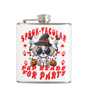 Fun Halloween Dog Pumpkin Design for Pets! Flask
