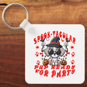 Fun Halloween Dog Pumpkin Design for Pets! Keychain