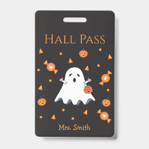 Fun Halloween Ghost Hall Pass Badge
