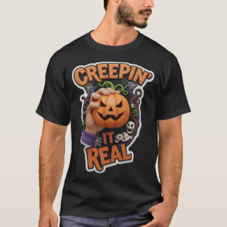 Fun Halloween graphic with jackolantern hand spook T-Shirt