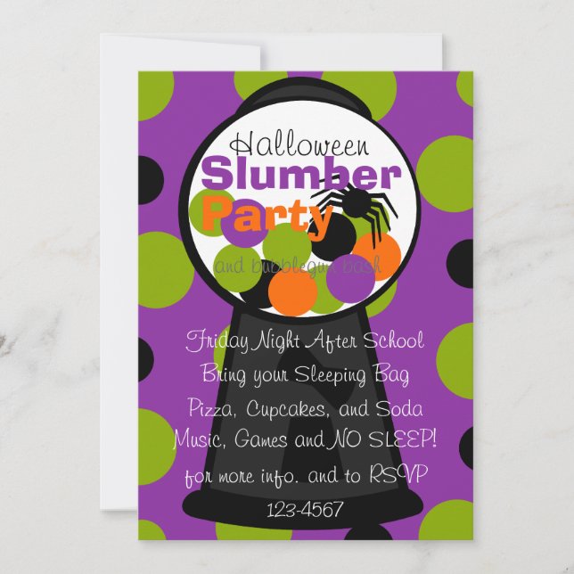 Fun Halloween Gumball Machine Invitation (Front)