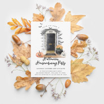 Fun Halloween Housewarming Party Black Front Door Announcement