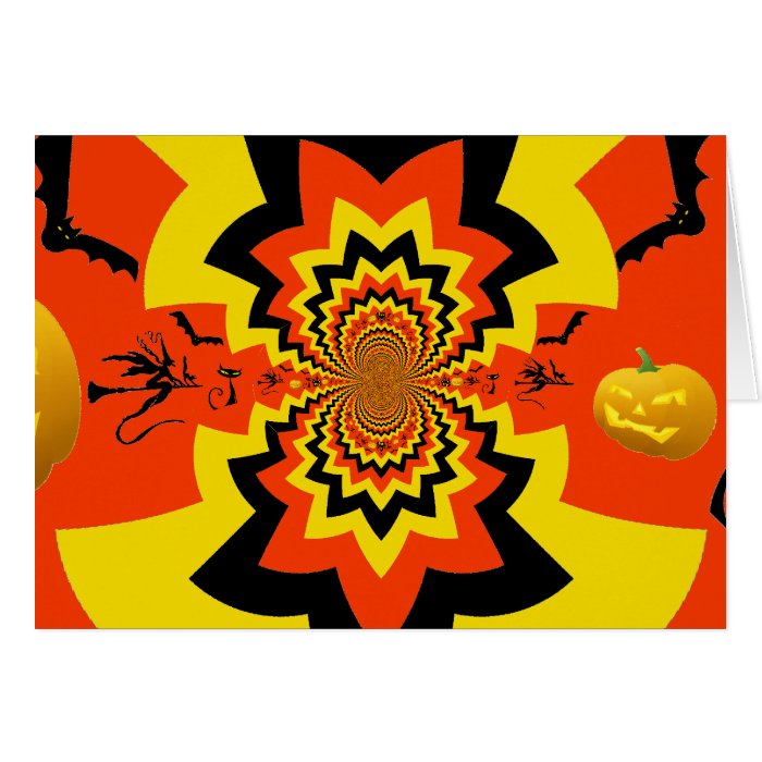 Fun Halloween Kaleidoscope Pattern Black Orange Greeting Card