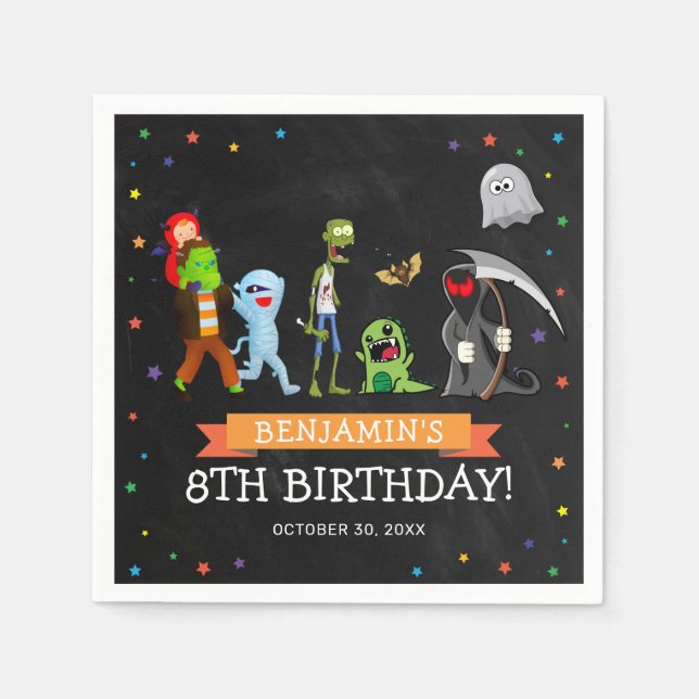 Fun Halloween Kids Birthday Party  Napkins (Front)