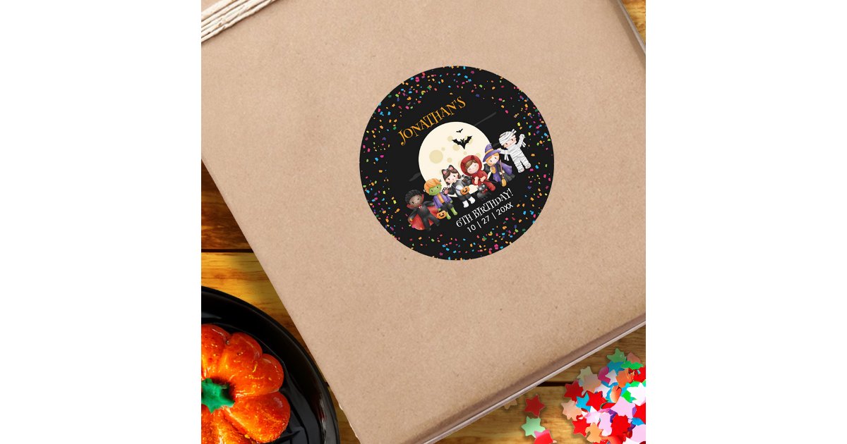 Fun Halloween Kids Costume Birthday Party Classic Round Sticker | Zazzle