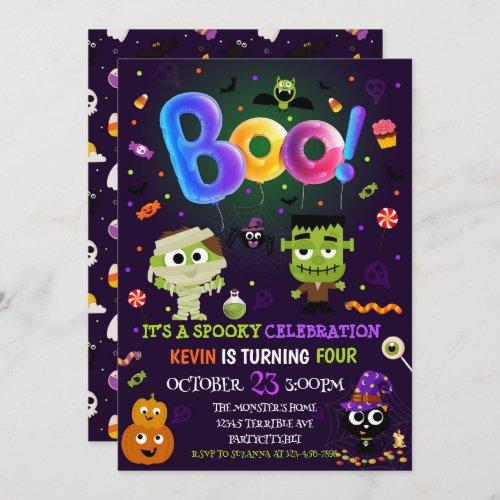 Fun Halloween Kids Costume Birthday Party  Invitation