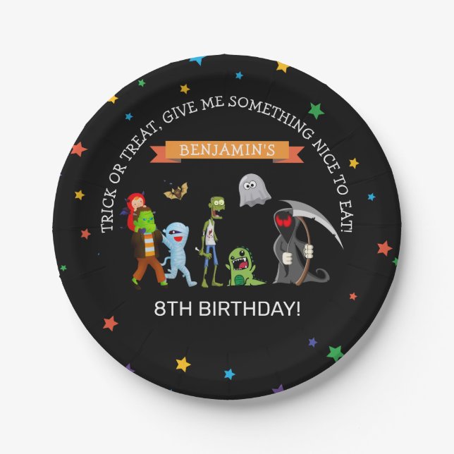 Fun Halloween Kids Costume Birthday Party Paper Plates (Front)