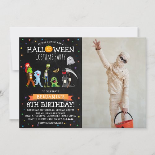 Fun Halloween Kids Costume Birthday Party Photo Invitation