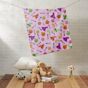 Fun Halloween Light Purple Background Baby Blanket