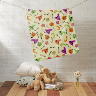 Fun Halloween light Yellow Background Baby Blanket