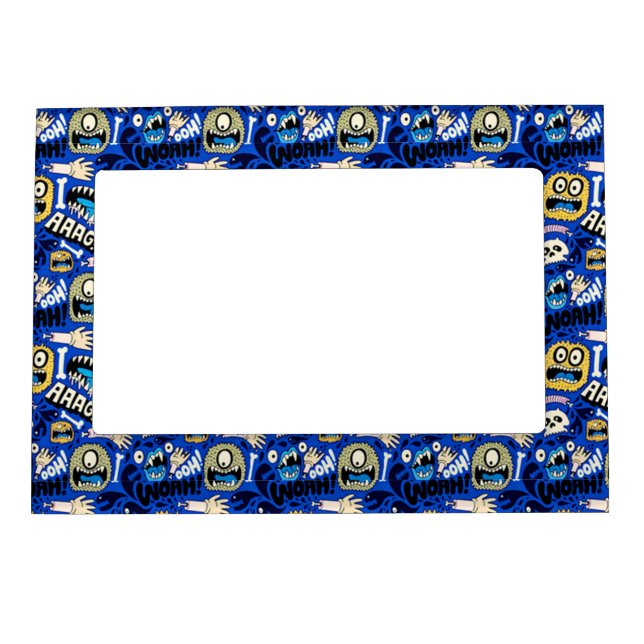 Fun Halloween Monster Pattern Magnetic Photo Frame (Front)