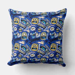 Fun Halloween Monster Pattern Throw Pillow
