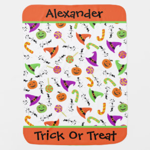 Fun Halloween Orange & Green Baby Blanket