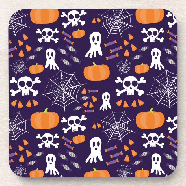 Fun Halloween Pattern Beverage Coaster (Front)