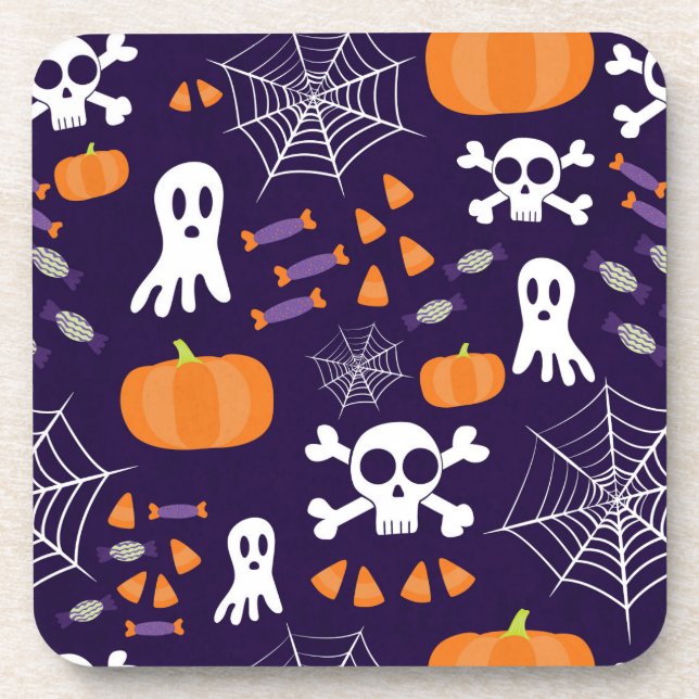 Fun Halloween Pattern Beverage Coaster (Front)