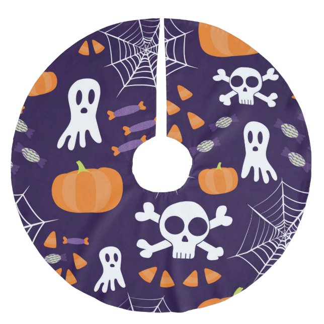 Fun Halloween Pattern Brushed Polyester Tree Skirt (Front)