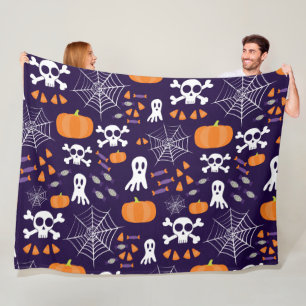 Fun Halloween Pattern Fleece Blanket