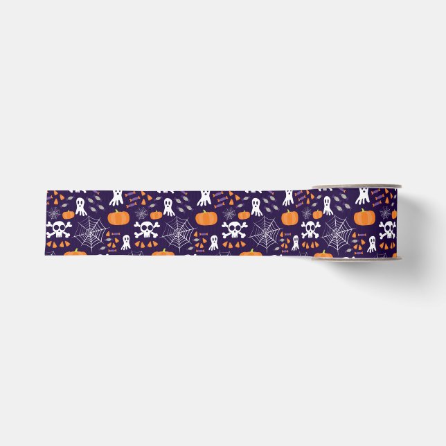 Fun Halloween Pattern Grosgrain Ribbon (Front)