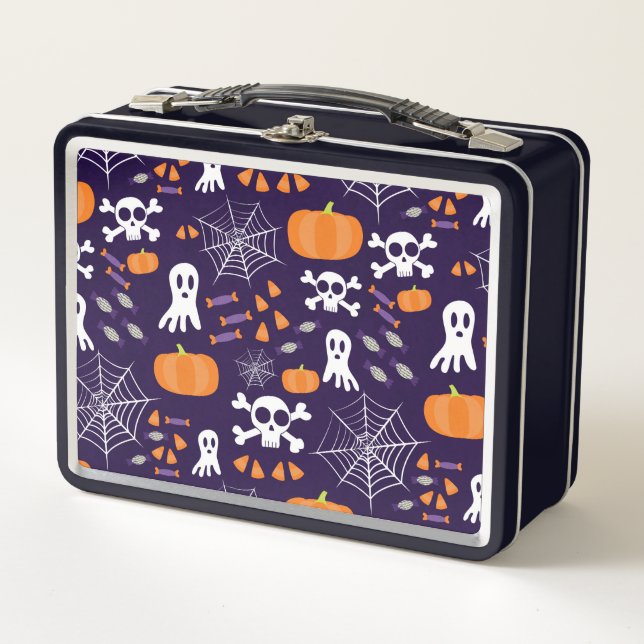 Fun Halloween Pattern Metal Lunch Box (Front)