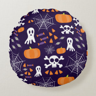 Fun Halloween Pattern Round Pillow
