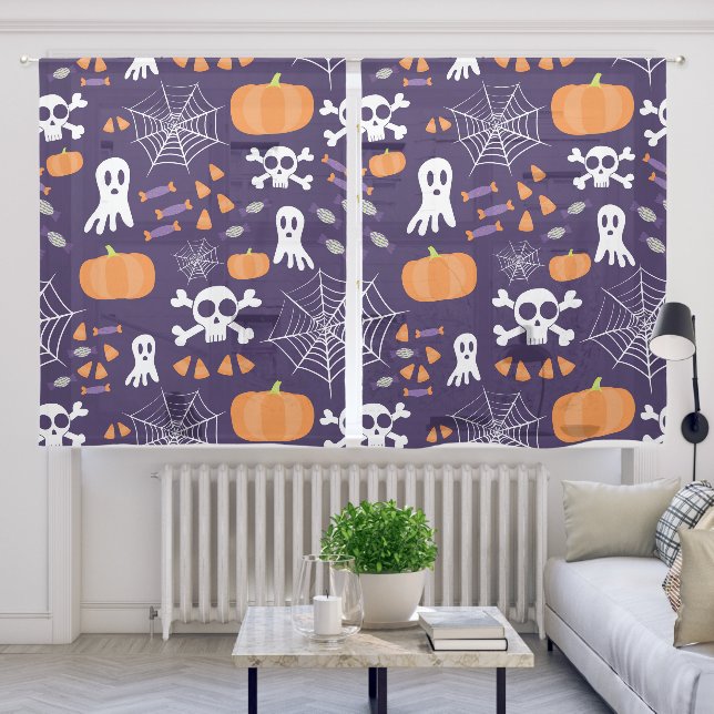 Fun Halloween Pattern Sheer Curtains (Living Room)