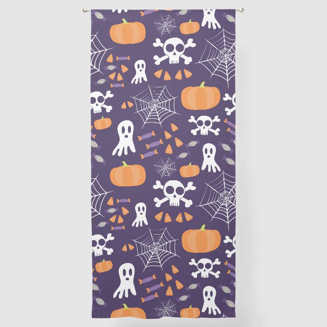 Fun Halloween Pattern Sheer Curtains (Front)